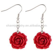 Natural Coral Rose Flower Earrings Fashion Red Rose Flower Earring FE-001